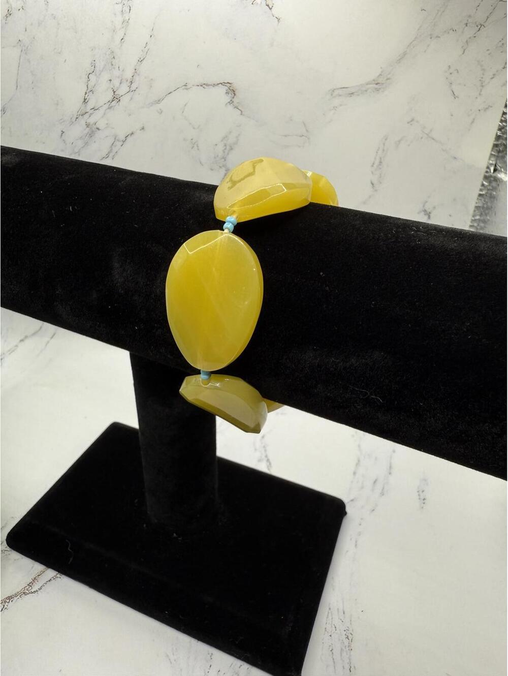 Vintage 6” Chunky Yellow Resin Statement Bracelet